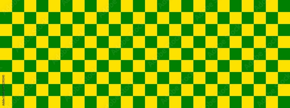 Checkerboard banner. Green and Yellow colors of checkerboard. Small squares, small cells. Chessboard, checkerboard texture. Squares pattern. Background. Checkerboard banner. Green and Yellow colors of checkerboard. Small squares, small cells. Chessboard, checkerboard texture. Squares pattern. Background.