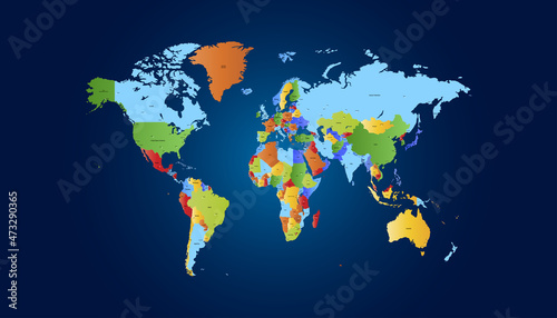 World map. Color vector modern. Silhouette map.  