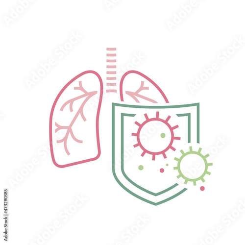 Lung inflammation  lungs protection sign. Editable vector illustration