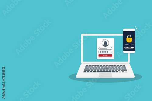 Two Factor Multi-Factor Authentication Security Concept	