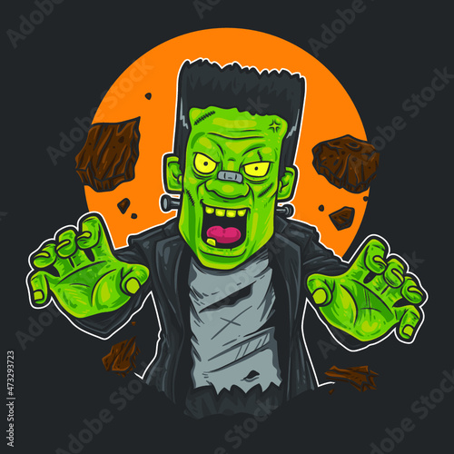 Frankenstain cartoon angry illustration