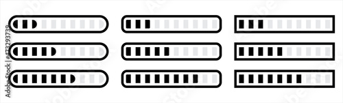 Modern loading icons. loading bar progress icon. Download progress. Upload progress vector illustration.