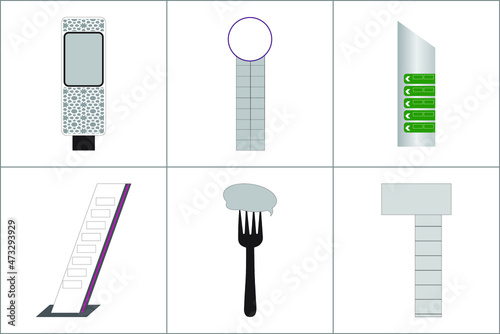 Exterior and Interior Wayfinding Signage System. office exterior monument sign, pylon sign, signage, advertising construction. Vector.