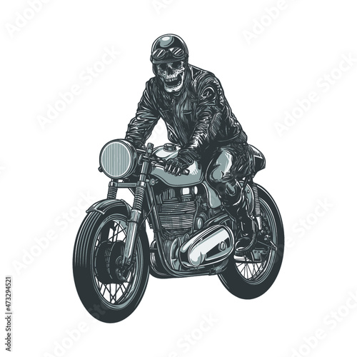 Retro vintage skeleton biker