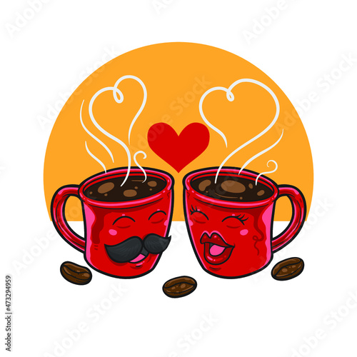 Couple cartoon mug character