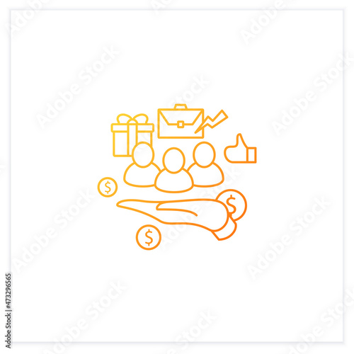 Supporting workers gradient icon. Supporting unpaid care workers. Caring about employees. Universal basic income concept.Isolated vector illustration.Suitable to banners, mobile apps and presentation