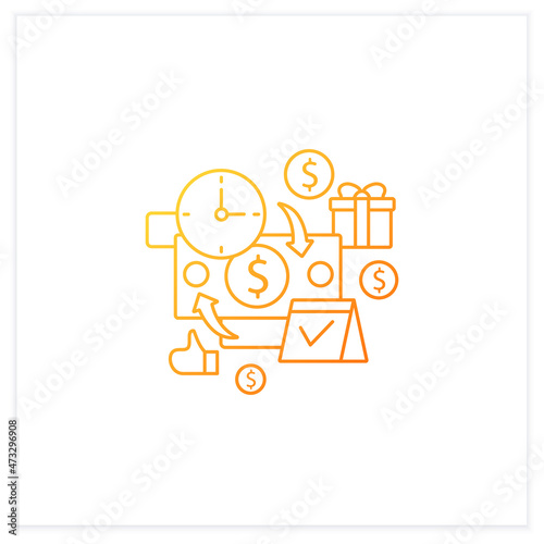 Periodic payment gradient icon. Recurring payments. Contribute funds as scheduled. Universal basic income concept.Isolated vector illustration.Suitable to banners, mobile apps and presentation