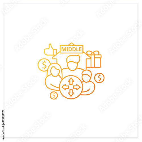Dilative class gradient icon. Expanding middle class. Increase employee number. Universal basic income.Isolated vector illustration.Suitable to banners, mobile apps and presentation