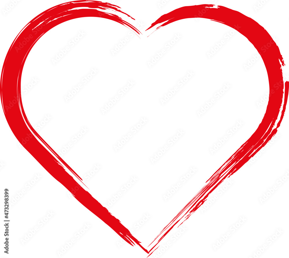 Heart. Grunge stamps, shape frame with brush painting isolated on white backgroundheart brush painting isolated on white background. Distressed heart. Valentine's Day .