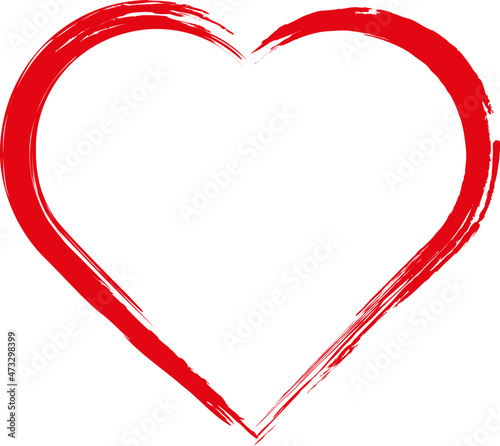 Heart. Grunge stamps, shape frame with brush painting isolated on white backgroundheart brush painting isolated on white background. Distressed heart. Valentine's Day .