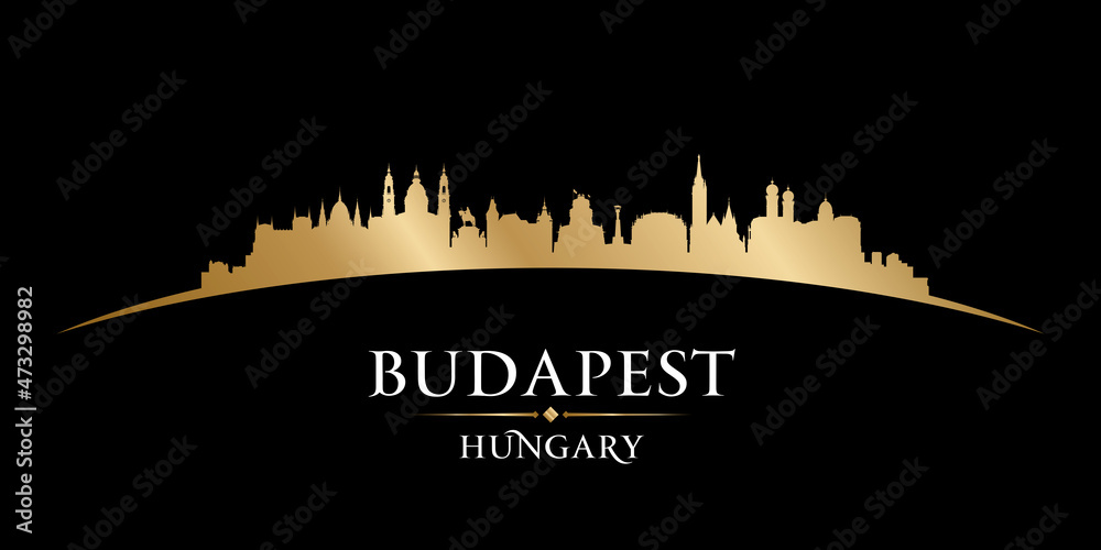 Budapest Hungary city silhouette black background