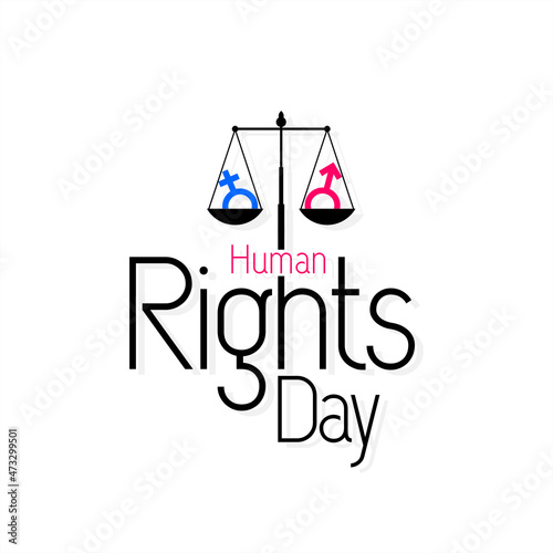 Creative Design for Human Rights Day. Vector of Law Scale. Justice Symbol with Male  Female Icon. Illustration. photo