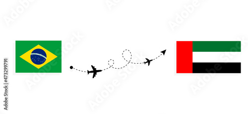 Flight and travel from Brazil to United Arab Emirates by passenger airplane Travel concept
