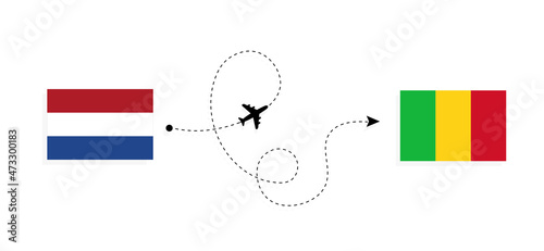 Flight and travel from Netherlands to Mali by passenger airplane Travel concept