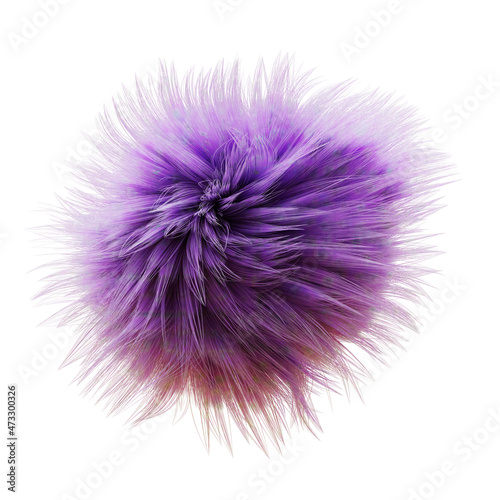 fluffy ball, furry purple sphere isolated on white background
