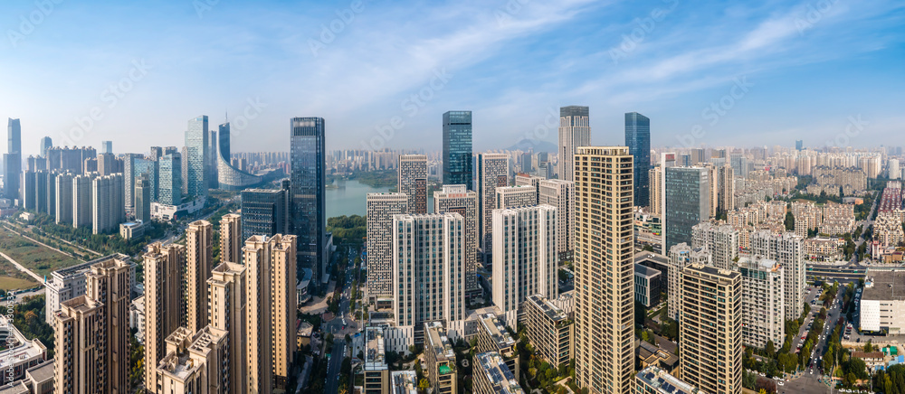 Aerial photography of Anhui city architecture landscape skyline