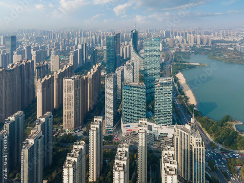 Fototapeta Naklejka Na Ścianę i Meble -  Aerial photography of Anhui city architecture landscape skyline