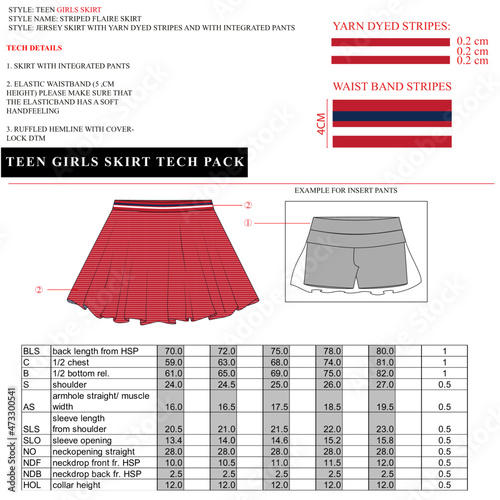 Teen Girls skirt Tech pack