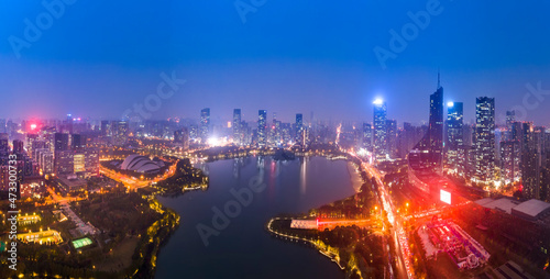 Aerial photography of Anhui city night view