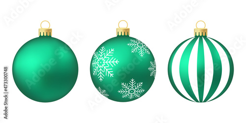 Green menthol Christmas tree toy or ball Volumetric and realistic color illustration