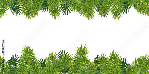 Mockup of Сhristmas postcard Decoration with fluffy green pine tree