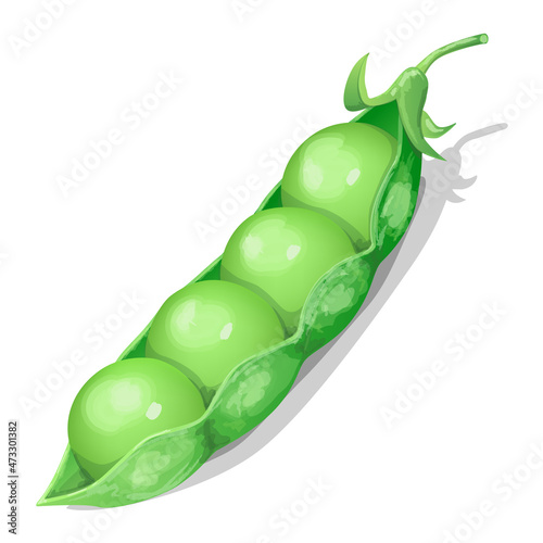 Pea vegetable icon in cartoon style. Vegetarian, organic food. Vector Illustration. 