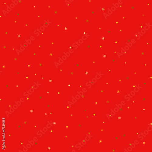 Red wrapping paper seamless pattern with golden snowflakes. concept Xmas and new year