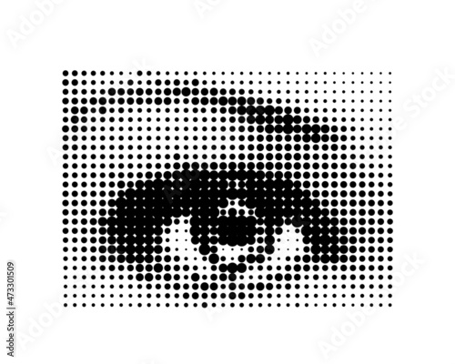 The human eye, a drawing in a modern halftone style.