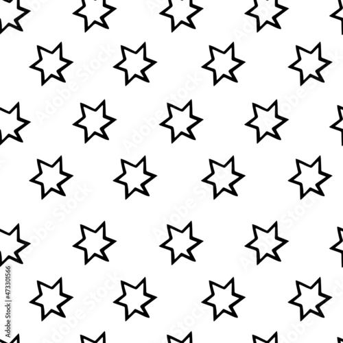 Abstarct kids geometric stars seamless pattern. Hand drawn Black and white minimalistic background. Nursery prints for textile  holiday backdrops  holiday decoration  birthday  wrapping paper