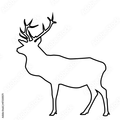 Hand drawn linear of silhouette of deer Abstract line icon wild animal forest.Miinimalism style for baby poster  christmas card  greeting card  wedding cad  banners  social media stories stikers.