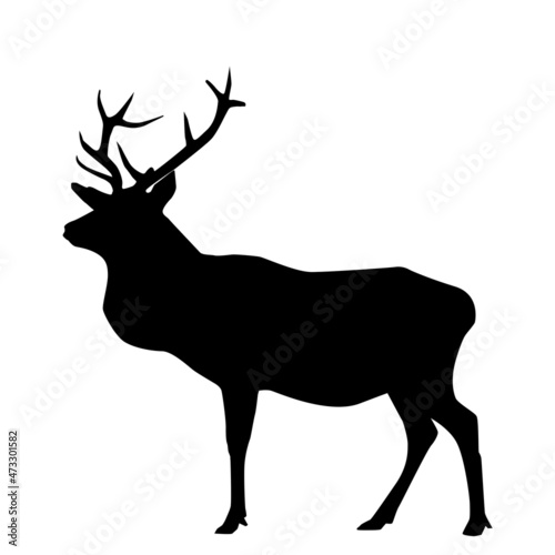 Hand drawn silhouette of deer Abstract line icon wild animal forest.Miinimalism style for baby poster  christmas card  greeting card  wedding cad  banners  social media stories stikers.