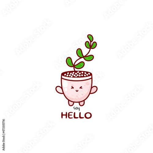 Cute funny plant character. Vector hand drawn cartoon mascot character illustration icon. Isolated on white background. plant character concept