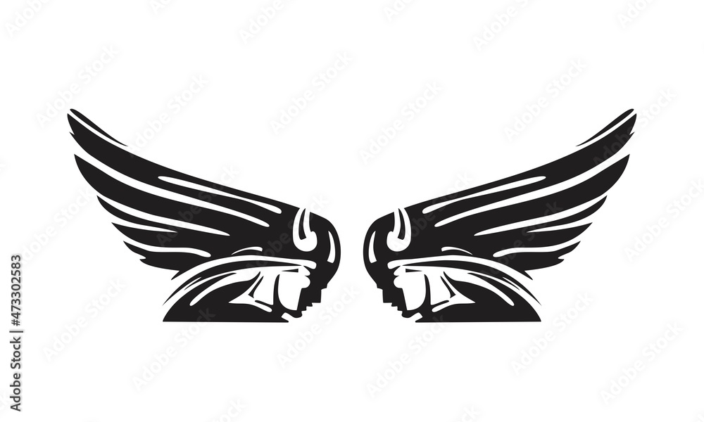 Fototapeta premium helmet Wings Black And White File vector motorcycle. Idea for printing on clothes.
