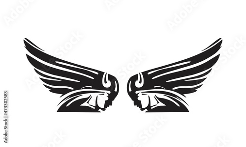 helmet Wings Black And White File vector motorcycle. Idea for printing on clothes.