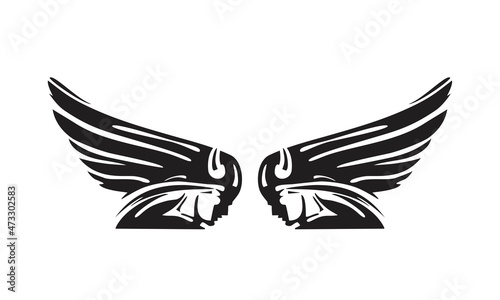 helmet Wings Black And White File vector motorcycle.
Idea for printing on clothes.