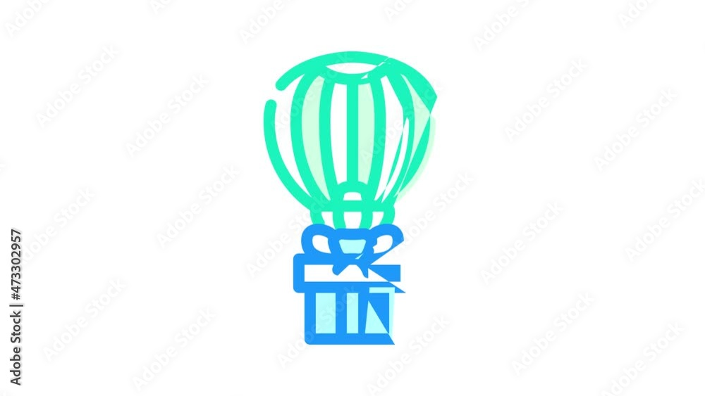 air balloon flying gift animated color icon air balloon flying gift sign. isolated on white background air balloon flying gift animated color icon air balloon flying gift sign. isolated on white background