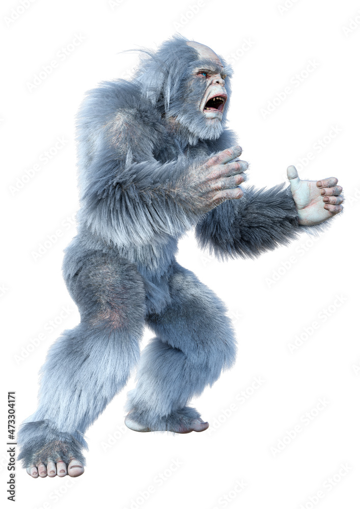 3D Rendering Yeti on White