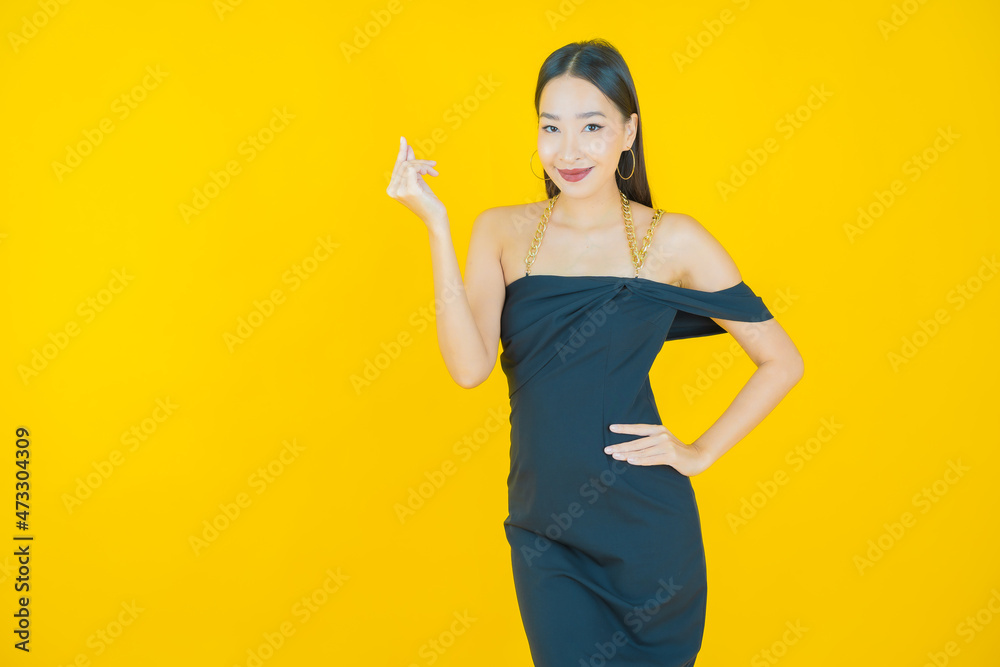 Portrait beautiful young asian woman smile with action Portrait beautiful young asian woman smile with action