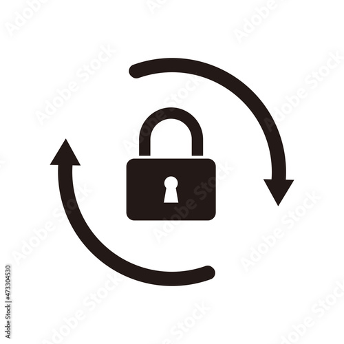 round lock reload icon, simple secure key protection flat design vector