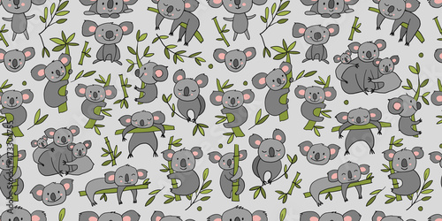 Cute Koala Family. Seamless Pattern for your design