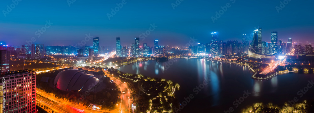Aerial photography of Anhui city night view