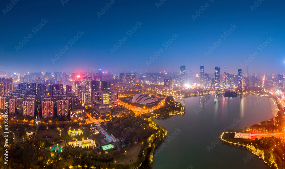 Fototapeta premium Aerial photography of Anhui city night view