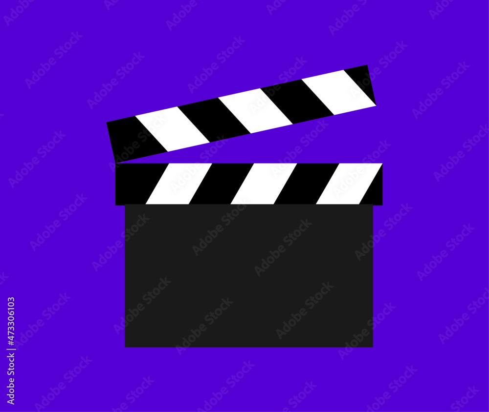movie clapper board on purple background