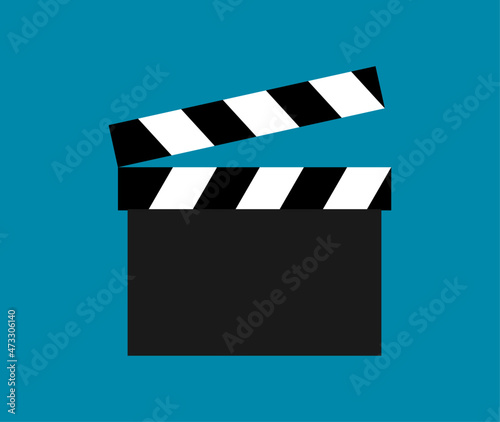 movie clapper board illustration on blue background