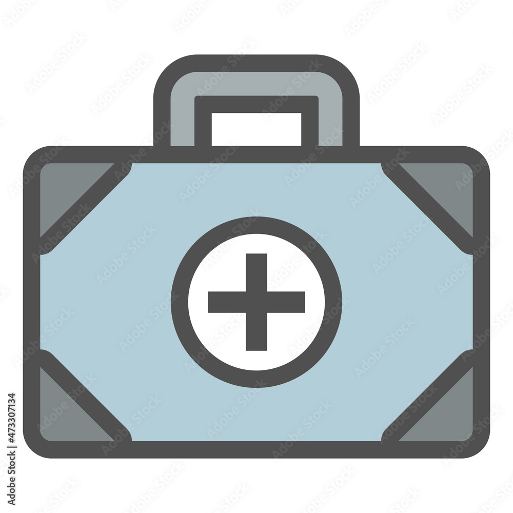 First aid kit linear icon with colored fill.Vector illustration. First aid kit linear icon with colored fill.Vector illustration.