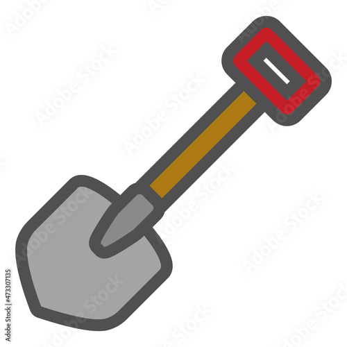 Shovel linear icon with colored fill.Vector illustration.	