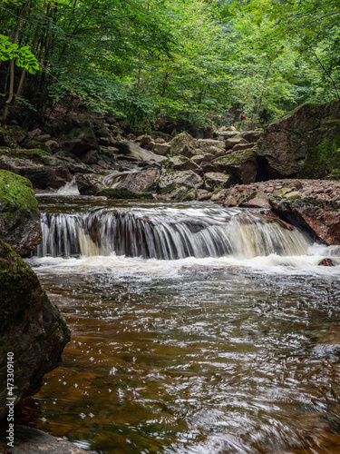 Waterfall on river Ilse in forest Harz  Germany