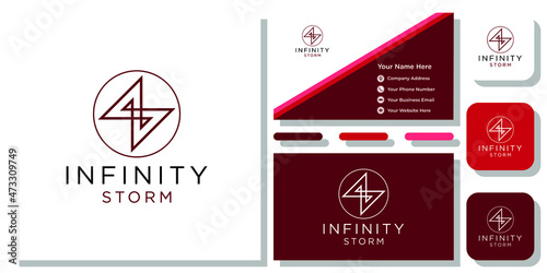 infinity storm combination symbol initial abstract thunder electric with business card template 
