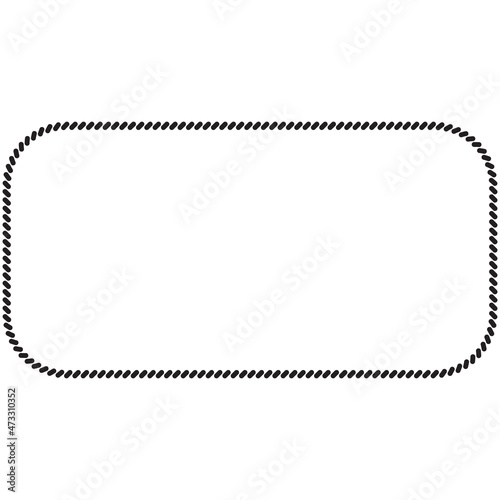 Straight yarn or rope rounded rectangle as border of frame in marine illustration