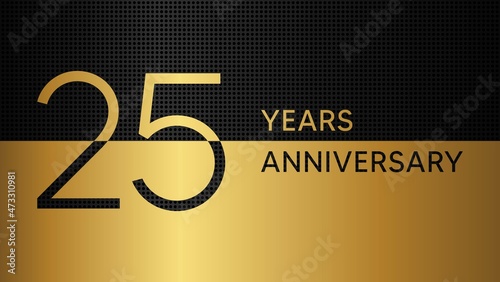 25th anniversary logo. Golden anniversary celebration emblem design for booklet, leaflet, magazine, brochure poster, web, invitation or greeting card. Rings vector illustrations. EPS 10